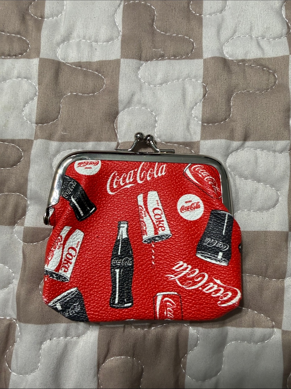 Coca-Cola Red Bottle Print Kiss-Lock Coin Purse